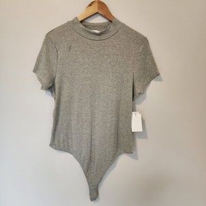 Bp Nordstrom Mock Neck  Bodysuit 1X NWT Gray